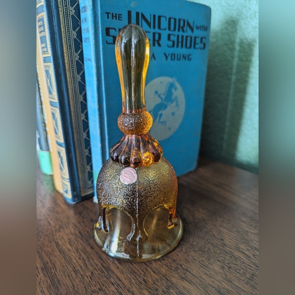 Mid century 1960s Textured Italian Amber Glass Drip Bell